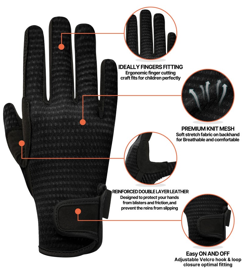 ChinFun Kids Horse Riding Gloves Equestrian Anti Slip Children Horseback Bike Gardening Fishing Cycling Outdoor Activities Riding Gloves Girls Boys Youth - Image 5